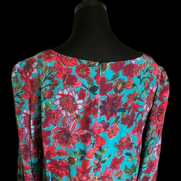 Talbots Teal Floral Dress Mid-length Sustainable Size 16 - Picture 9 of 12